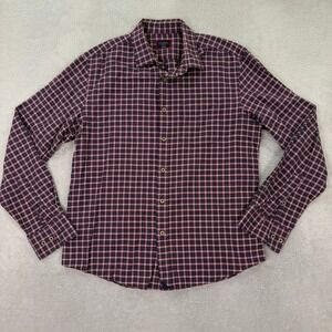 UNTUCKit Mens Medium Button Up Shirt Tesoro Navy Red Plaid Cotton Long Sleeve